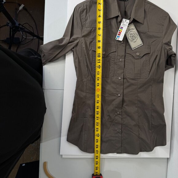 Calliope Womens Dark Olive Long Sleeve Button-Up Shirt XL Cotton Blend - Picture 15 of 15